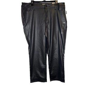 Edgely Women’s Gray Faux Leather Ankle Slim Straight High‎ Rise Pants Sz 20W NEW